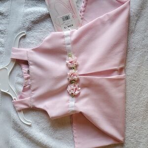 Pink Dress w/Rosette & Pearl Detail ties in back, Size 4T NWT